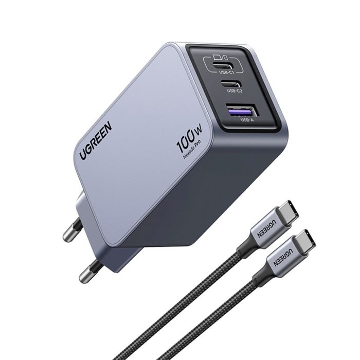 Ugreen Nexode Pro 100W 3-Portni GaN USB polnilec s priloženim 1