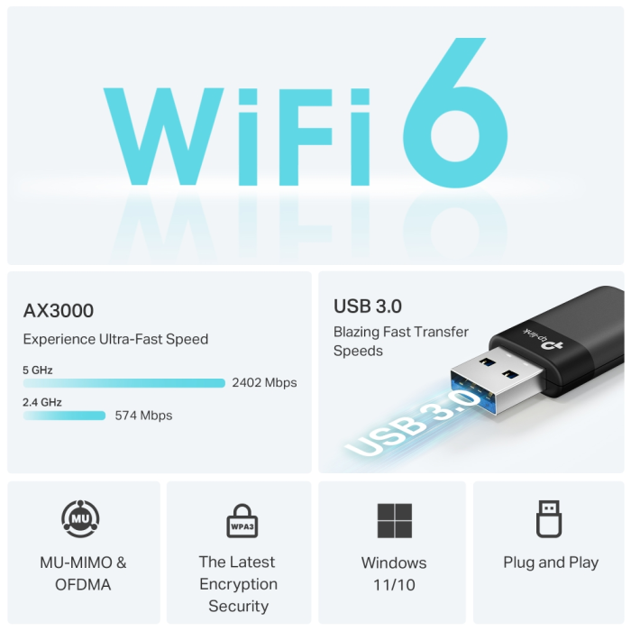 TP-LINK Archer TX50U AX3000 dual-band USB3.0 Wi-Fi 6 mrežni adapter - slika 3
