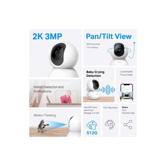 TP-LINK Tapo C210P2 2k 3MP 2304 x 1296 Pan/Tilt WiFi varnostna kamera - slika 3