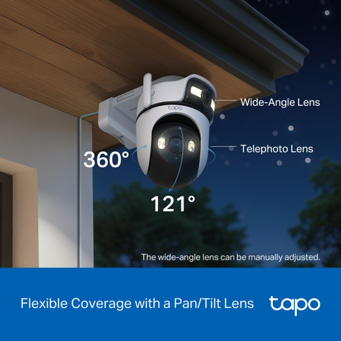 TP-LINK Tapo C545D dvojna 2K zunanja PTZ Wi-Fi kamera z AI - slika 4