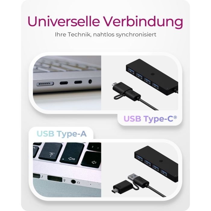 Icybox IB-HUB1424-C3 4-Port Hub s priključkom USB-C in USB-A 3.2 Gen 1 - slika 2