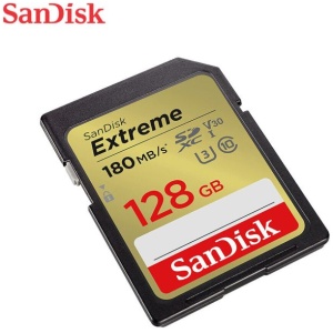 SanDisk Extreme 128GB SDXC spominska kartica + 1 leto RescuePRO Deluxe do180MB/s & 90MB/s branje/zap