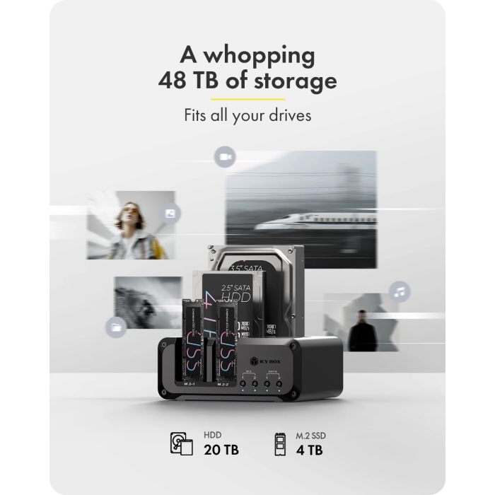 IcyBox IB-2925MS-CU31 priklopna in klonirna postaja za M.2 NVMe SSD & 2,5/3,5 SATA SSD/HDD - slika 4