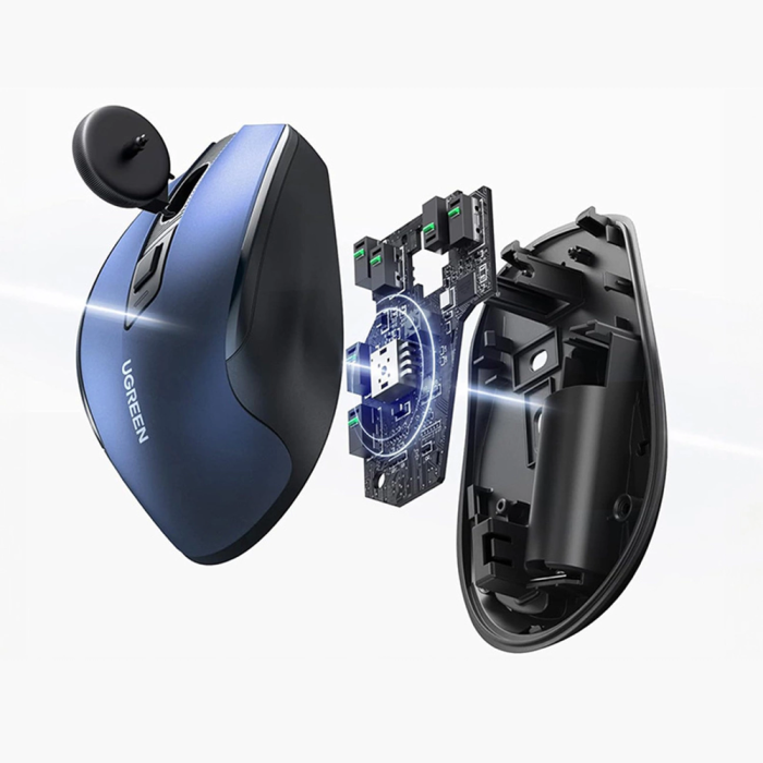 Brezžična miška UGREEN Bluetooth 5.0 in 2,4 Ghz z USB sprejemnikom - modra - slika 3