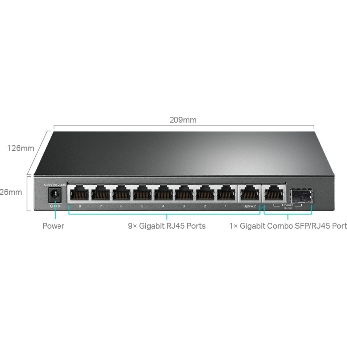 TP-LINK stikalo 10-port Gigabit stikalo z 8-Port PoE+ port - slika 2