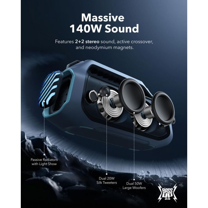 Anker Soundcore BOOM 2 Plus BT 6.0 prenosni Bluetooth zvočnik, moder - slika 3