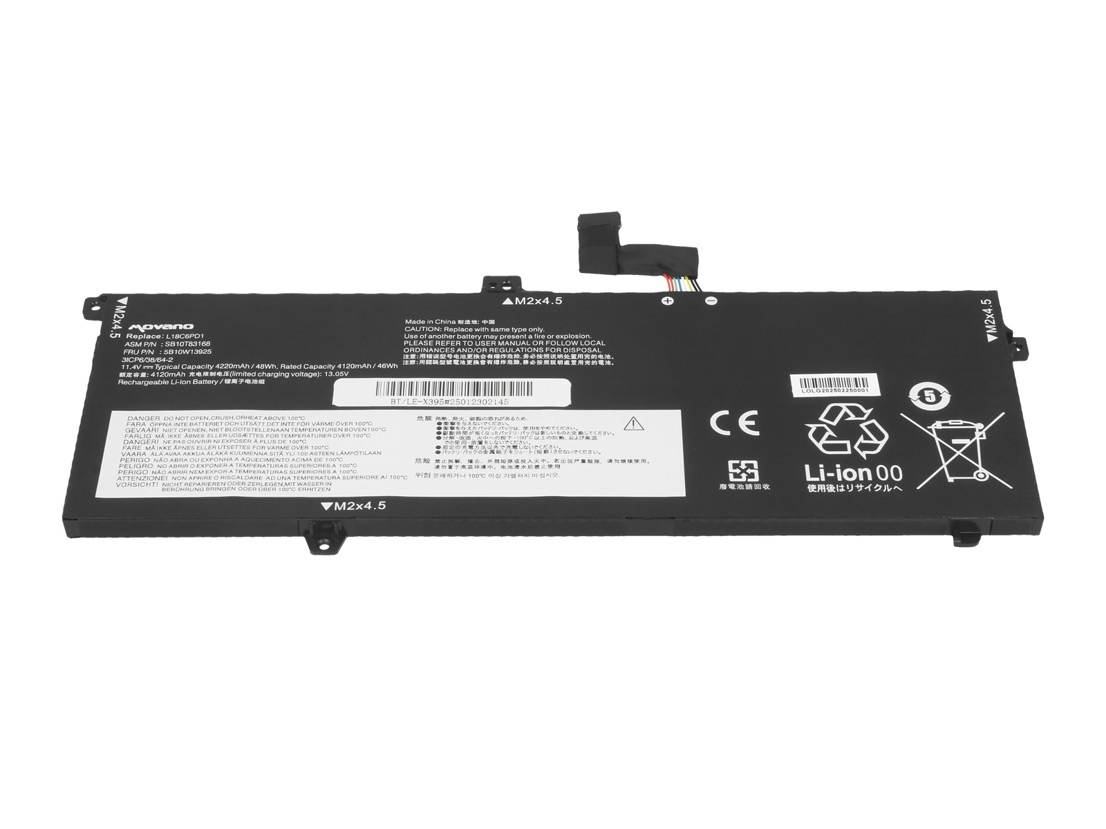 Baterija za Lenovo Thinkpad X13 Gen 1 / X390 / X395, 4220 mAh - slika 3