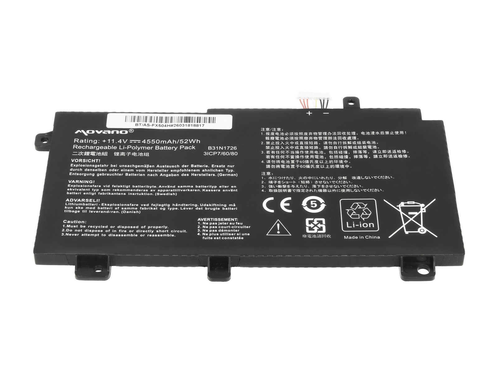 Baterija za Asus ROG Strix G15 G512LI / TUF Gaming FX504, B31N1726, 4550 mAh - slika 3