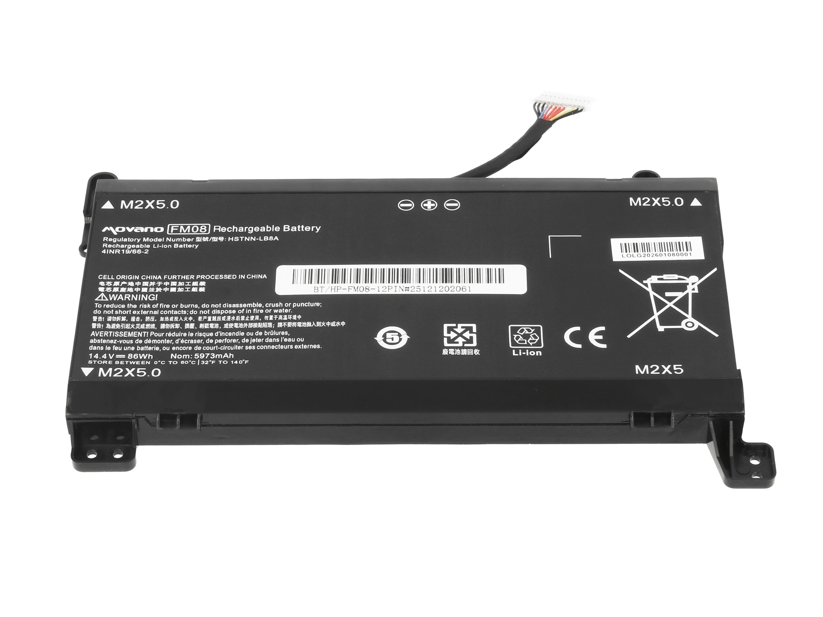 Baterija za HP Omen 17-AN, 12-pinski priključek, FM08XL, 5973 mAh - slika 3