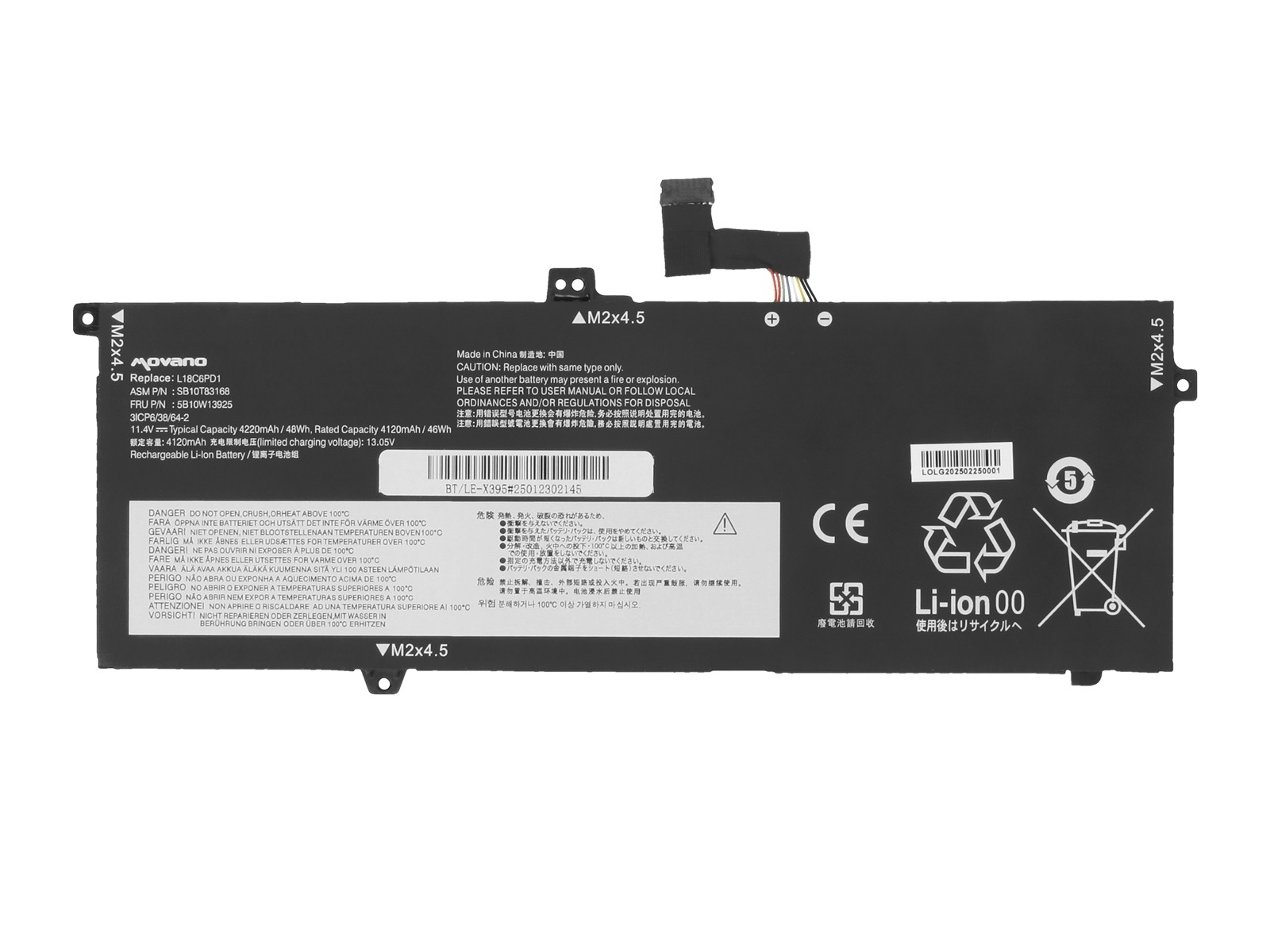 Baterija za Lenovo Thinkpad X13 Gen 1 / X390 / X395, 4220 mAh - slika 5