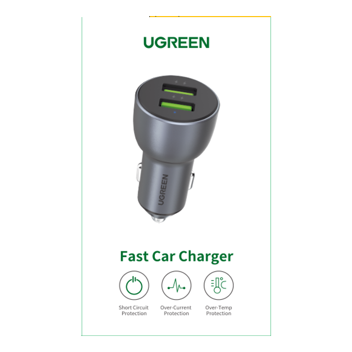 Ugreen avtopolnilec 2xUSB QC 3.0 36W 10144 - box - slika 2