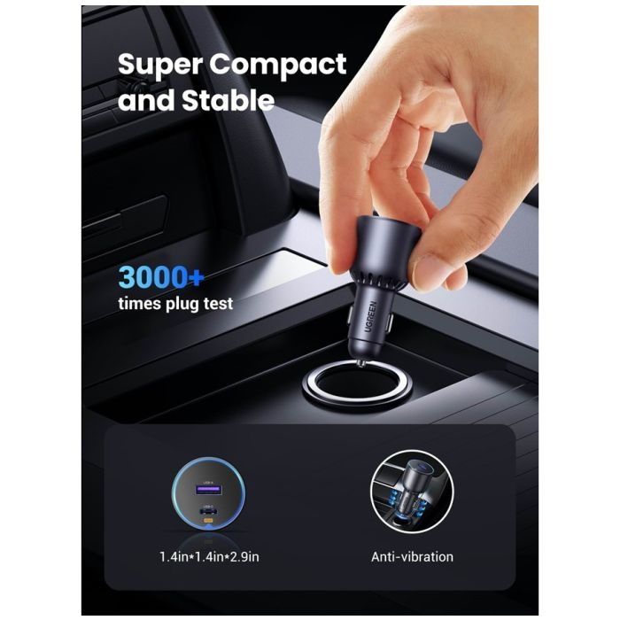 Ugreen 63W USB, USB-C avto polnilec - slika 3