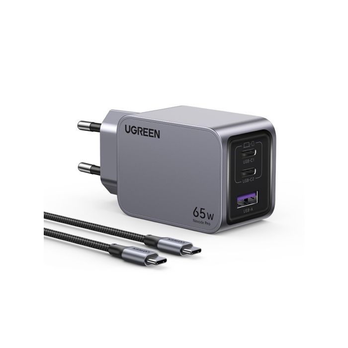 Ugreen Nexode Pro 65W 3-Portni GaN USB polnilec s priloženim 1