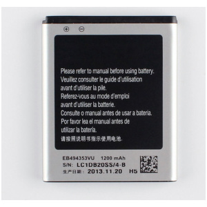 <b>Opis:</b><br><ul><li><b>Originalna baterija proizvajalca Samsung</b><br></li><li>Najsodobnejša tehnologija omogoča veliko ciklov polnjenja in praznjenja<br></li><li>Li-Ion celice so prijazne okolju, obenem pa zagotavljajo delovanje brez spominskega učinka<br></li><li>Termično stikalo ščiti baterijske celice pred pregrevanjem, prenapolnitvijo in kratkim stikom<br></li><li>Visoka kapaciteta baterije, podaljšan čas delovanja pri mirovanju naprave, zelo počasno samopraznjenje<br></li><li>Baterijo polnimo z originalnim ali nadomestnim polnilcem<br></li><li>Certifikati CE in ROHS</li><li>Bulk pakiranje<br></li></ul><br><br><p><b>Originalne oznake:</b></p><ul><li>EB494353VUCSTD</li><li>EB494353VU</li><li>EB-494353VUCSTD</li><li>EB-494353VU</li></ul><br><br><p><b>Primerno za:</b></p><p>Samsung:</p><ul><li>Galaxy 551, GT-i5510</li><li>Galaxy Mini, GT-S5570</li><li>Galaxy Star, GT-S5280</li><li>Wave 525, GT-S5250</li><li>Wave 533, GT-S5330</li><li>Wave 723, GT-S7230</li></ul><br><b>Lastnosti:</b><ul><li>Proizvajalec: Samsung</li><li>Vrsta: Li-Ion</li><li>Napetost: 3,7 V</li><li>Kapaciteta: 1.200 mAh (4,44 Wh)</li></ul><br>