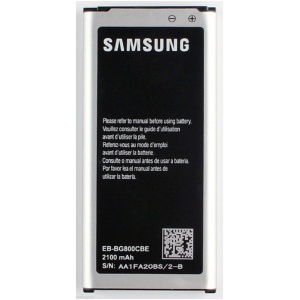 <b>Opis:</b><br><ul><li><b>Originalna baterija proizvajalca Samsung</b><br></li><li>Najsodobnejša tehnologija omogoča veliko ciklov polnjenja in praznjenja<br></li><li>Li-Ion celice so prijazne okolju, obenem pa zagotavljajo delovanje brez spominskega učinka<br></li><li>Termično stikalo ščiti baterijske celice pred pregrevanjem, prenapolnitvijo in kratkim stikom<br></li><li>Visoka kapaciteta baterije, podaljšan čas delovanja pri mirovanju naprave, zelo počasno samopraznjenje<br></li><li>Baterijo polnimo z originalnim ali nadomestnim polnilcem<br></li><li>Certifikati CE in ROHS</li><li>Bulk pakiranje<br></li><li><b>Integrirana NFC antena</b></li></ul><br><br><p><b>Originalne oznake:</b></p><ul><li>EB-BG800</li><li>EB-BG800BBE</li><li>EB-BG800BBEGWW<br></li></ul><br><br><p><b>Primerno za:</b></p><p>Samsung:</p><ul><li>Galaxy S5 Mini SM-G800, Galaxy S5 Dx, SM-G800F, SM-G800H, SM-G800R4, SM-G800Y<br></li></ul><br><b>Lastnosti:</b><ul><li>Proizvajalec: Samsung</li><li>Vrsta: Li-Ion</li><li>Napetost: 3,85 V</li><li>Kapaciteta: 2.100 mAh (8,09 Wh)</li></ul><br>