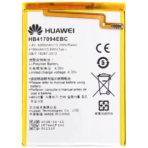 <b>Opis:</b><br><ul><li><b>Originalna baterija proizvajalca Huawei</b><br></li><li>Najsodobnejša tehnologija omogoča veliko ciklov polnjenja in praznjenja<br></li><li>Li-Polymer celice so prijazne okolju, obenem pa zagotavljajo delovanje brez spominskega učinka<br></li><li>Termično stikalo ščiti baterijske celice pred pregrevanjem, prenapolnitvijo in kratkim stikom<br></li><li>Visoka kapaciteta baterije, podaljšan čas delovanja pri mirovanju naprave, zelo počasno samopraznjenje</li><li>Baterijo polnimo z originalnim ali nadomestnim polnilcem</li><li>Certifikati CE in ROHS</li></ul><br><br><p><b>Originalne oznake:</b></p><ul><li>HB417094EBC</li></ul><br><br><p><b>Primerno za:</b></p><p>Huawei:</p><ul><li>Ascend Mate 7, Ascend Mate 7 Dual SIM, MT7-CL00, MT7-L09, MT7-TL00, MT7-TL10, MT7-UL00<br></li></ul><br><b>Lastnosti:</b><ul><li>Proizvajalec: Huawei</li><li>Vrsta: Li-Polymer</li><li>Napetost: 3,8 V</li><li>Kapaciteta: 4.000 mAh (15,2 Wh)</li></ul><br>