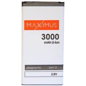 <b>Opis:</b><br><ul><li>Nadomestna baterija je izdelana po zasnovi in tehnologiji proizvajalca Maxximus, kar zagotavlja odlično kvaliteto<br></li><li>Najsodobnejša tehnologija omogoča veliko ciklov polnjenja in praznjenja<br></li><li>Li-Ion celice so prijazne okolju, obenem pa zagotavljajo delovanje brez spominskega učinka<br></li><li>Termično stikalo ščiti baterijske celice pred pregrevanjem, prenapolnitvijo in kratkim stikom<br></li><li>Visoka kapaciteta baterije, podaljšan čas delovanja pri mirovanju naprave, zelo počasno samopraznjenje<br></li><li>100% kompatibilnost z originalno baterijo</li><li>Baterijo polnimo z originalnim ali nadomestnim polnilcem</li><li>Certifikati CE in ROHS</li></ul><br><br><p><b>Originalne oznake:</b></p><ul><li>EB-BG900BBE<br></li></ul><br><br><p><b>Primerno za:</b></p><p>Samsung:</p><ul><li>Galaxy S5 GT-i9600, Galaxy S5 SM-G900, S5 Neo</li></ul><br><b>Lastnosti:</b><ul><li>Proizvajalec: Maxximus</li><li>Vrsta: Li-Ion</li><li>Napetost: 3,8 V</li><li>Kapaciteta: 3.000 mAh (11,4 Wh)</li></ul><br>