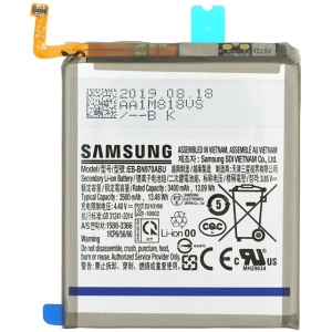 <b>Opis:</b><br><ul><li><b>Originalna baterija proizvajalca Samsung</b></li><li>Najsodobnejša tehnologija omogoča veliko ciklov polnjenja in praznjenja<br></li><li>Li-Polymer celice so prijazne okolju, obenem pa zagotavljajo delovanje brez spominskega učinka<br></li><li>Termično stikalo ščiti baterijske celice pred pregrevanjem, prenapolnitvijo in kratkim stikom<br></li><li>Visoka kapaciteta baterije, podaljšan čas delovanja pri mirovanju naprave, zelo počasno samopraznjenje</li><li>Baterijo polnimo z originalnim ali nadomestnim polnilcem</li><li>Certifikati CE in ROHS</li></ul><br><br><p><b>Originalne oznake:</b></p><ul><li>EB-BN970ABU<br></li></ul><br><p><b>Primerno za:</b></p><ul></ul><br>Samsung:<br><ul><li>Galaxy Note 10, SM-N970F, SM-N970F/DS, SM-N970U, SM-N970U1, SM-N970W, SM-N9700</li></ul><br><b>Lastnosti:</b><ul><li>Proizvajalec: MPS</li><li>Vrsta: Li-Polymer</li><li>Napetost: 3,85 V</li><li>Kapaciteta: 3.500 mAh (13,48 Wh)</li></ul><br>
