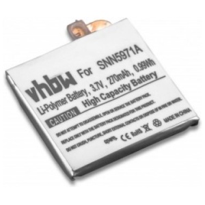 <b>Opis:</b><br><ul><li>Nadomestna baterija je izdelana po zasnovi in tehnologiji nemškega proizvajalca VHBW, kar zagotavlja odlično kvaliteto<br></li><li>Najsodobnejša tehnologija omogoča veliko ciklov polnjenja in praznjenja<br></li><li>Li-Polymer celice so prijazne okolju, obenem pa zagotavljajo delovanje brez spominskega učinka<br></li><li>Termično stikalo ščiti baterijske celice pred pregrevanjem, prenapolnitvijo in kratkim stikom<br></li><li>Visoka kapaciteta baterije, podaljšan čas delovanja pri mirovanju naprave, zelo počasno samopraznjenje<br></li><li>100% kompatibilnost z originalno baterijo<br></li><li>Baterijo polnimo z originalnim ali nadomestnim polnilcem<br></li><li>Certifikati CE in ROHS</li></ul><br><br><p><b>Originalne oznake:</b><br></p><ul><li>SNN5971A</li><li>FW3S</li></ul><br><p><b>Primerno za:</b></p><p>Motorola:</p><ul><li>Moto 360 2nd Generation 42 mm<br></li></ul><br><b>Lastnosti:</b><ul><li>Proizvajalec: VHBW</li><li>Vrsta: Li-Polymer</li><li>Napetost: 3,7 V</li><li>Kapaciteta: 270 mAh  (0,99 Wh)</li></ul><br>