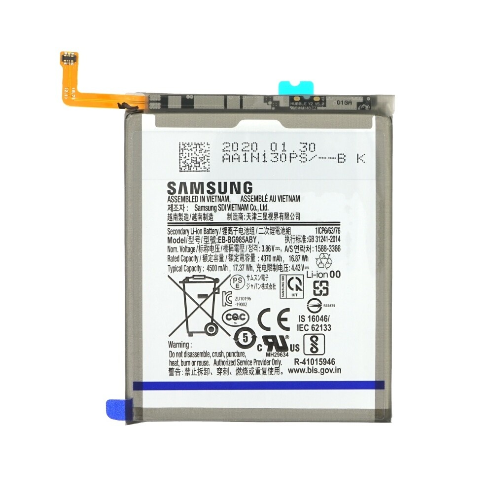 Opis:Originalna baterija proizvajalca SamsungNajsodobnejša tehnologija omogoča veliko ciklov polnjenja in praznjenjaLi-Polymer celice so prijazne okolju, obenem pa zagotavljajo delovanje brez spominskega učinkaTermično stikalo ščiti baterijske celice pred pregrevanjem, prenapolnitvijo in kratkim stikomVisoka kapaciteta baterije, podaljšan čas delovanja pri mirovanju naprave, zelo počasno samopraznjenjeBaterijo polnimo z originalnim ali nadomestnim polnilcemCertifikati CE in ROHSOriginalne oznake:EB-BG985ABYGH82-22133APrimerno za:Samsung:Galaxy S20 Plus, SC-52A, SGH-N805, SM-G985F, SM-G986B, SM-G985F/DS, SM-G986DS, SM-G986J, SM-G986NLastnosti:Proizvajalec: SamsungVrsta: Li-PolymerNapetost: 3,85 VKapaciteta: 4.500 mAh (17,37 Wh)