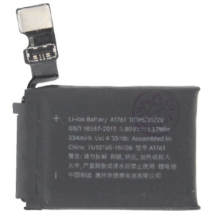 <b>Opis:</b><br><ul><li><b>OEM nadomestna baterija za naprave Apple</b><br></li><li>Najsodobnejša tehnologija omogoča veliko ciklov polnjenja in praznjenja<br></li><li>Li-Polymer celice so prijazne okolju, obenem pa zagotavljajo delovanje brez spominskega učinka<br></li><li>Termično stikalo ščiti baterijske celice pred pregrevanjem, prenapolnitvijo in kratkim stikom<br></li><li>Visoka kapaciteta baterije, podaljšan čas delovanja pri mirovanju naprave, zelo počasno samopraznjenje<br></li><li>Baterijo polnimo z originalnim ali nadomestnim polnilcem<br></li><li>Certifikati CE in ROHS</li><li>Bulk pakiranje<br></li></ul><br><br><p><b>Originalne oznake:</b><br></p><ul><li>A1761<br></li></ul><br><p><b>Primerno za:</b></p><p>Apple:</p><ul><li>Watch Series 2 42mm, A1758, MQ142ZD/A, MNPJ2LL/A, MNQC2LL/A, MP0A2LL/A</li></ul><br><b>Lastnosti:</b><ul><li>Proizvajalec: OEM</li><li>Vrsta: Li-Polymer</li><li>Napetost: 3,82 V</li><li>Kapaciteta: 350 mAh  (1,34 Wh)</li></ul><br>