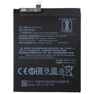 <br><b>Opis:</b><br><ul><li><b>Originalna baterija proizvajalca Xiaomi</b><br></li><li>Najsodobnejša tehnologija omogoča veliko ciklov polnjenja in praznjenja<br></li><li>Li-Polymer celice so prijazne okolju, obenem pa zagotavljajo delovanje brez spominskega učinka<br></li><li>Termično stikalo ščiti baterijske celice pred pregrevanjem, prenapolnitvijo in kratkim stikom<br></li><li>Visoka kapaciteta baterije, podaljšan čas delovanja pri mirovanju naprave, zelo počasno samopraznjenje<br></li><li>100% kompatibilnost z originalno baterijo</li><li>Baterijo polnimo z originalnim ali nadomestnim polnilcem</li><li>Certifikati CE in ROHS</li></ul><br><br><p><b>Originalne oznake:</b><br></p><ul><li>BN35</li></ul><br><p><b>Primerno za:</b></p>Xiaomi:<ul><li>Redmi 5<br></li></ul><br><b>Lastnosti:</b><ul><li>Proizvajalec: Xiaomi</li><li>Vrsta: Li-Polymer</li><li>Napetost: 3,85 V</li><li>Kapaciteta: 3.200 mAh (12,32 Wh)</li></ul><br>