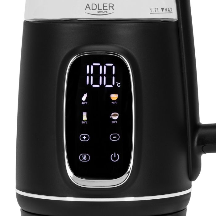 Adler Električni grelnik vode iz stekla z LED zaslonom in nastavitvijo temperature, 1,7 l - slika 2