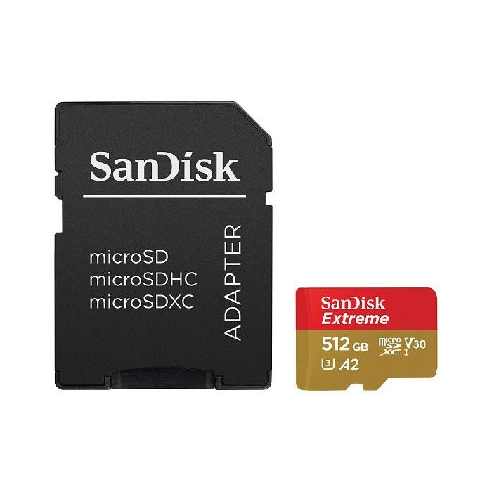 SanDisk 512GB Extreme microSDXC UHS-I spominska kartica z adapterjem - slika 3