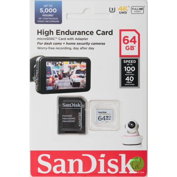 SANDISK 64GB High Endurance microSD Class 10 U3 V30 spominska kartica z adapterjem - slika 4