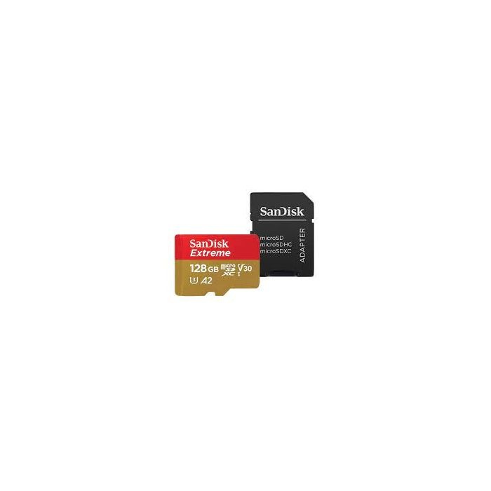 SANDISK Extreme microSDXC 128GB + SD Adapter 190MB/s & 90MB/s A2 C10 V30 UHS-I U3