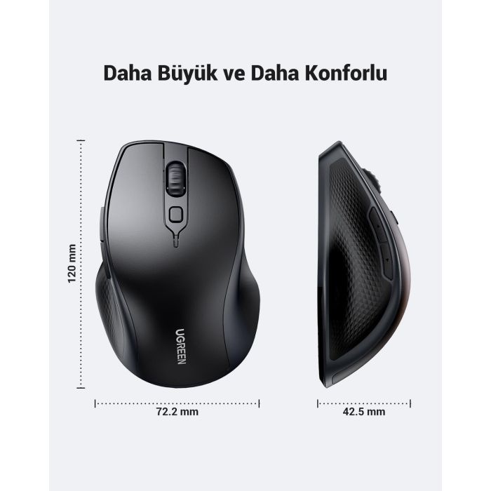Ugreen ergonomska Dual-mode brezžična miška s stranskimi gumbi - slika 2