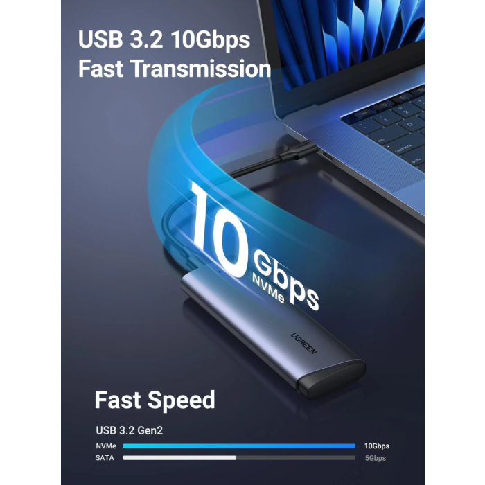 Ugreen M.2 NVMe SSD USB-C 3.1 Gen2 ohišje za disk - slika 3