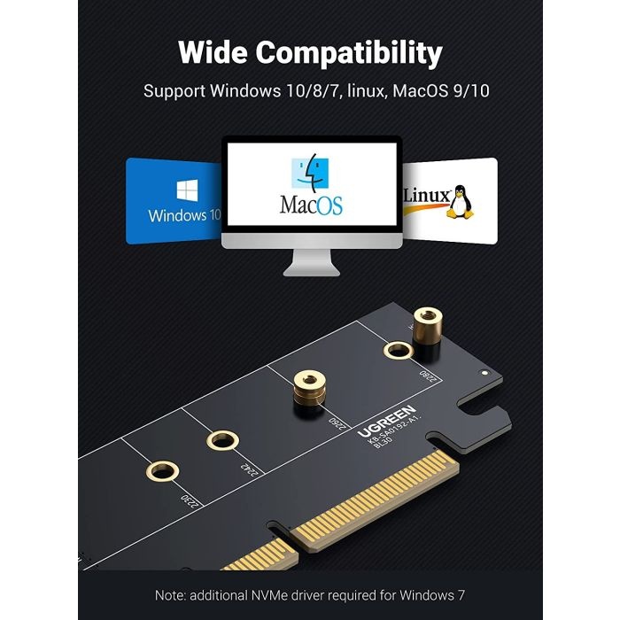 Ugreen M.2 PCIe NVME M-Key na PCIe 4.0 x16 adapter s hladilnikom - box - slika 4