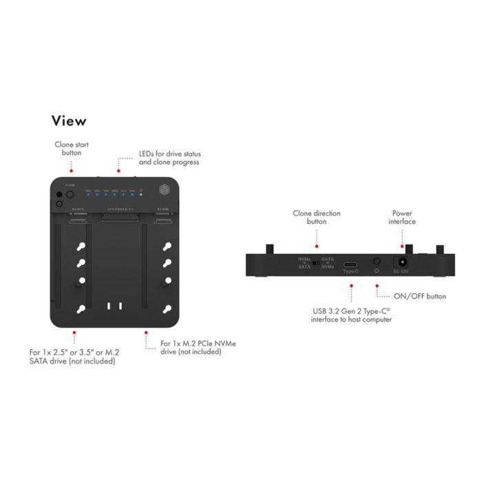 IcyBox IB-2915MSCL-C31 clone& dock postaja za M.2 NVME & SATA 2 - slika 4
