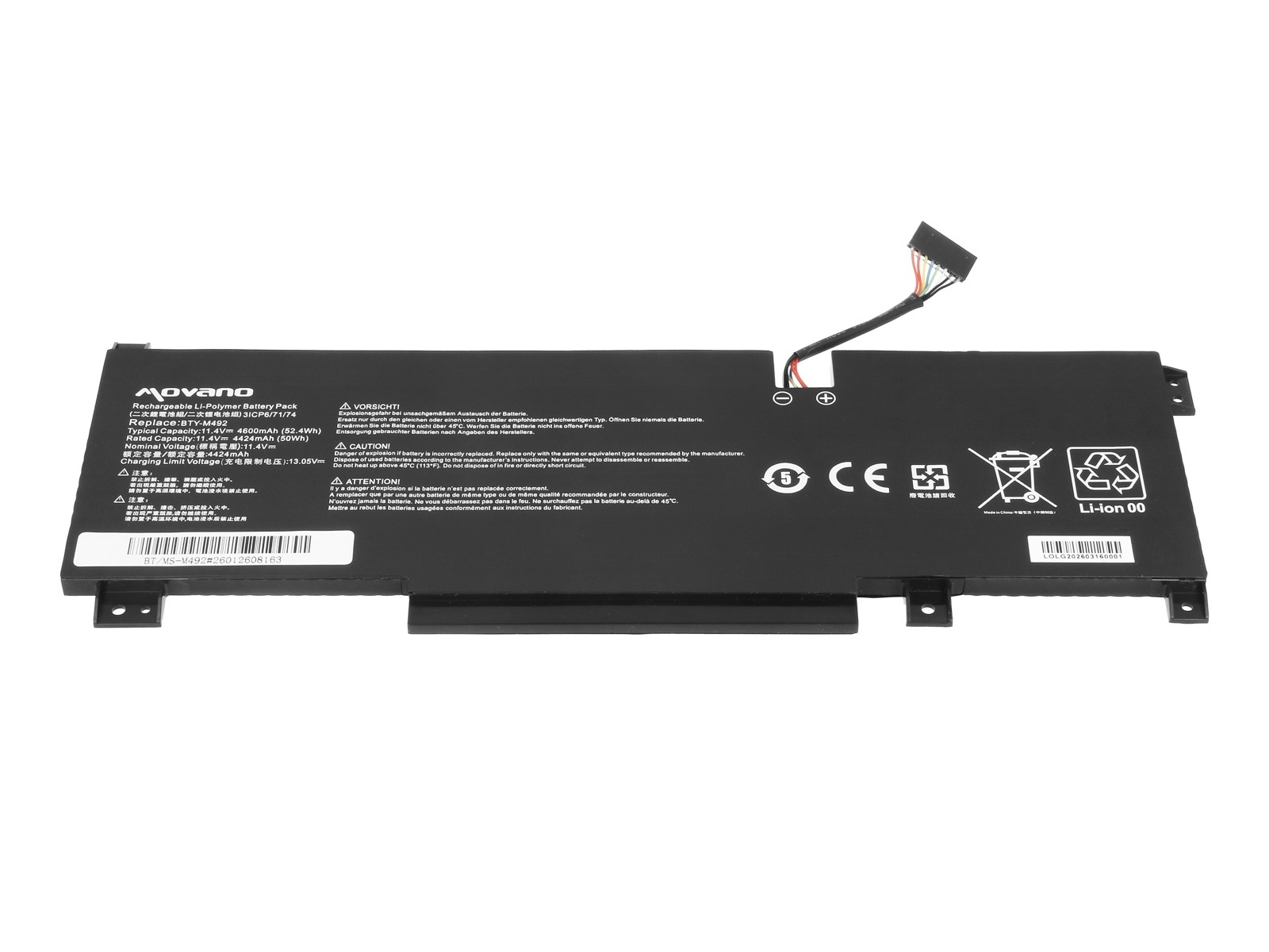Baterija za MSI Pulse GL66 / Sword 17 A11UD / Katana GF66, BTY-M492, 4600 mAh - slika 3