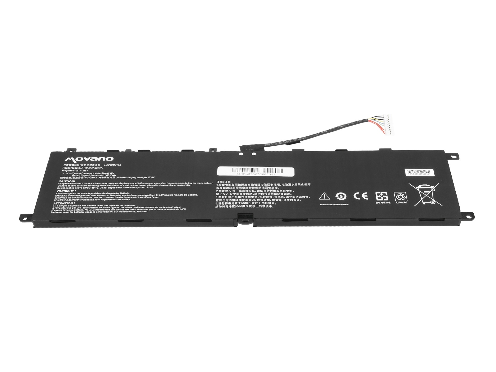 Baterija za MSI Leopard GP66 / Leopard GP76 / Vector GP66, 15.2V, 6360 mAh - slika 3