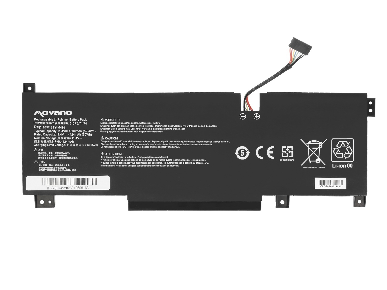 Baterija za MSI Pulse GL66 / Sword 17 A11UD / Katana GF66, BTY-M492, 4600 mAh - slika 5
