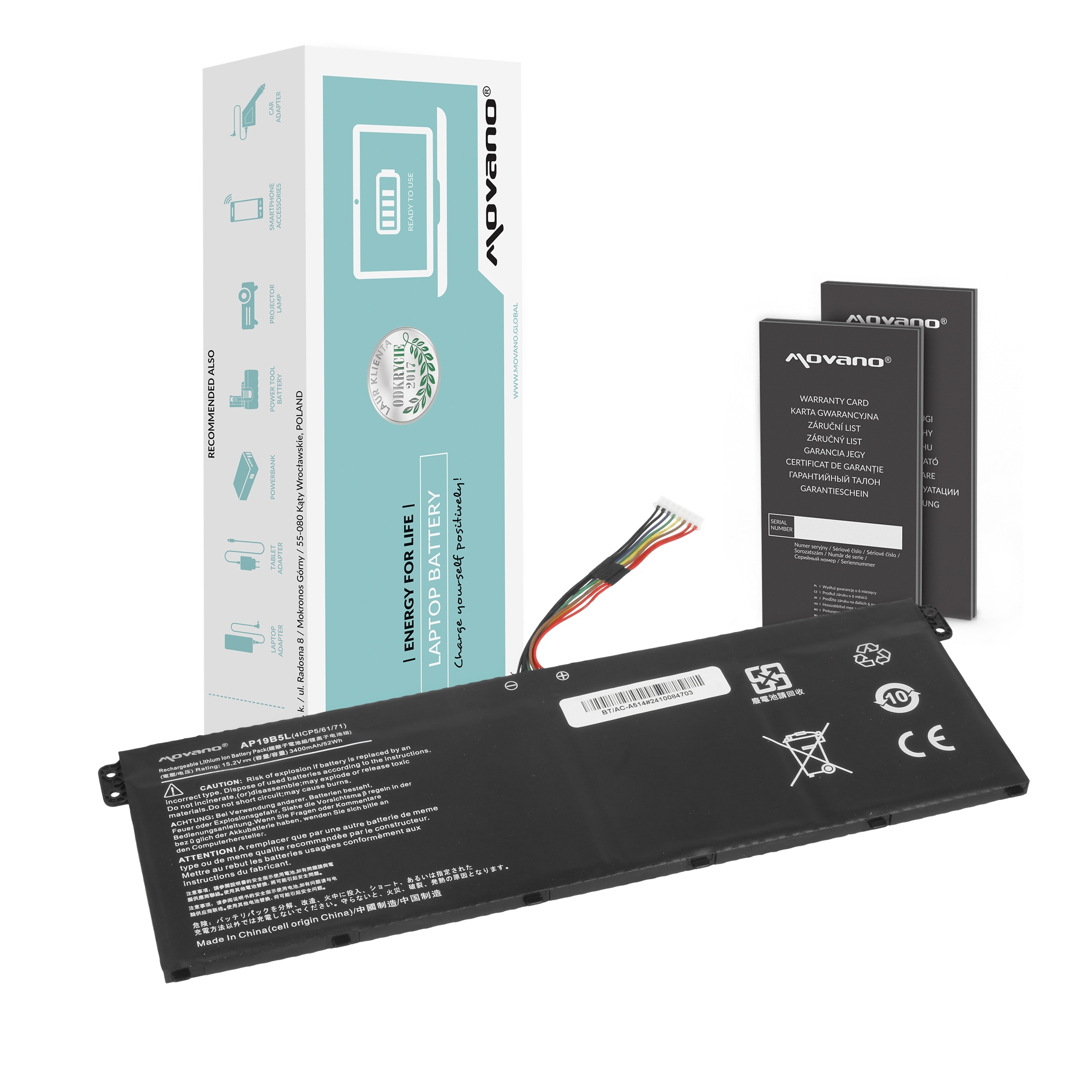 Baterija za Acer Aspire 5 A514 / TravelMate P2 TMP214 / Swift 3 SF314, AP19B5L, 3400 mAh - slika 6