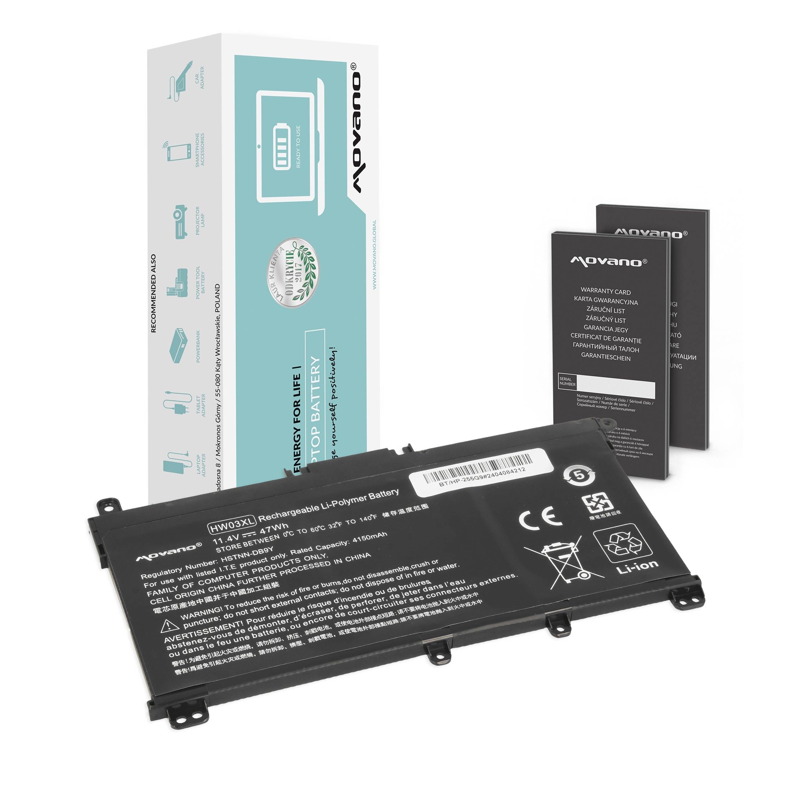 Baterija za HP Pavilion 15-EG / 15-EH / 17-CN / 17-CP, HW03XL, 4150 mAh - slika 6