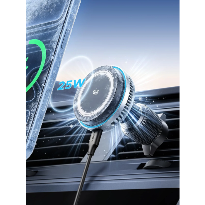 Ugreen MagFlow Pro avto nosilec in polnilec za telefon 25W, - slika 3