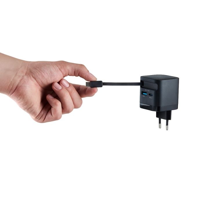 Intenso 65W GaN napajalnik z vgrajenim kablom USB-C, črn - slika 3