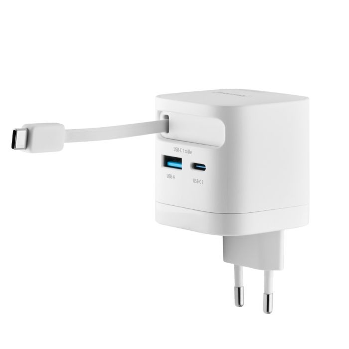 Intenso 65W GaN napajalnik z vgrajenim kablom USB-C, bel - slika 4