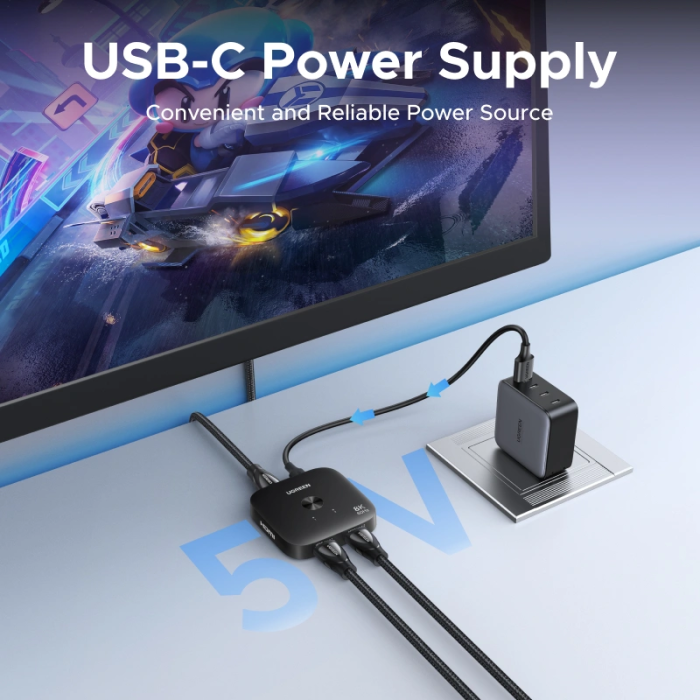 Ugreen HDMI 8K 2v1 razdelilec, stikalo - slika 4